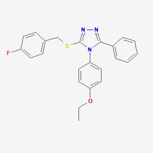 molecular formula C23H20FN3OS B425135 4-(4-ethoxyphenyl)-3-[(4-fluorobenzyl)sulfanyl]-5-phenyl-4H-1,2,4-triazole 