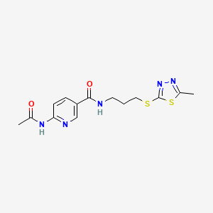 molecular formula C14H17N5O2S2 B4251350 6-(acetylamino)-N-{3-[(5-methyl-1,3,4-thiadiazol-2-yl)thio]propyl}nicotinamide 