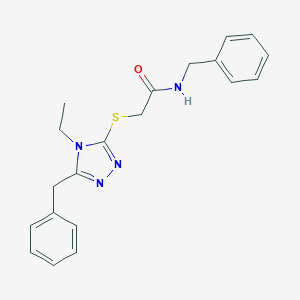 molecular formula C20H22N4OS B425137 N-benzyl-2-[(5-benzyl-4-ethyl-4H-1,2,4-triazol-3-yl)sulfanyl]acetamide 