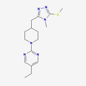 molecular formula C16H24N6S B4251370 5-ethyl-2-(4-{[4-methyl-5-(methylthio)-4H-1,2,4-triazol-3-yl]methyl}piperidin-1-yl)pyrimidine 