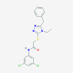 molecular formula C19H18Cl2N4OS B425138 2-[(5-benzyl-4-ethyl-4H-1,2,4-triazol-3-yl)sulfanyl]-N-(3,5-dichlorophenyl)acetamide 