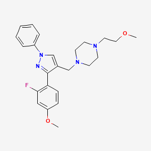 molecular formula C24H29FN4O2 B4251388 1-{[3-(2-fluoro-4-methoxyphenyl)-1-phenyl-1H-pyrazol-4-yl]methyl}-4-(2-methoxyethyl)piperazine 