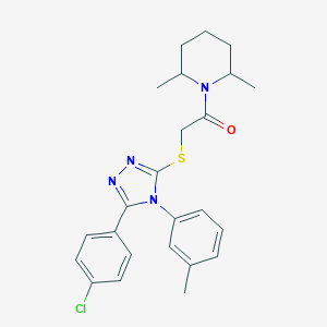 molecular formula C24H27ClN4OS B425141 2-{[5-(4-chlorophenyl)-4-(3-methylphenyl)-4H-1,2,4-triazol-3-yl]sulfanyl}-1-(2,6-dimethylpiperidin-1-yl)ethanone 