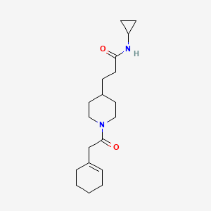 molecular formula C19H30N2O2 B4251424 3-[1-(1-cyclohexen-1-ylacetyl)-4-piperidinyl]-N-cyclopropylpropanamide 