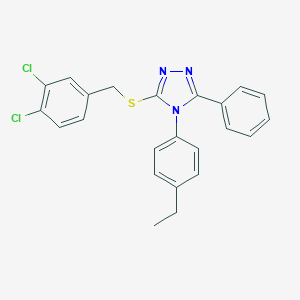 molecular formula C23H19Cl2N3S B425144 3,4-dichlorobenzyl 4-(4-ethylphenyl)-5-phenyl-4H-1,2,4-triazol-3-yl sulfide 