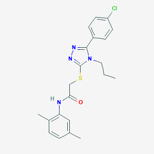 molecular formula C21H23ClN4OS B425145 2-{[5-(4-chlorophenyl)-4-propyl-4H-1,2,4-triazol-3-yl]sulfanyl}-N-(2,5-dimethylphenyl)acetamide 