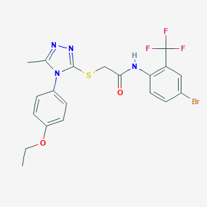 molecular formula C20H18BrF3N4O2S B425146 N-[4-bromo-2-(trifluoromethyl)phenyl]-2-{[4-(4-ethoxyphenyl)-5-methyl-4H-1,2,4-triazol-3-yl]sulfanyl}acetamide 