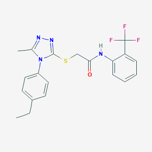 molecular formula C20H19F3N4OS B425149 2-{[4-(4-ethylphenyl)-5-methyl-4H-1,2,4-triazol-3-yl]sulfanyl}-N-[2-(trifluoromethyl)phenyl]acetamide 