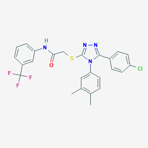 molecular formula C25H20ClF3N4OS B425159 2-{[5-(4-chlorophenyl)-4-(3,4-dimethylphenyl)-4H-1,2,4-triazol-3-yl]sulfanyl}-N-[3-(trifluoromethyl)phenyl]acetamide 