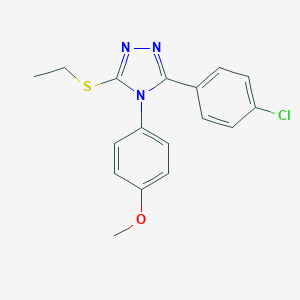 molecular formula C17H16ClN3OS B425162 3-(4-chlorophenyl)-5-(ethylsulfanyl)-4-(4-methoxyphenyl)-4H-1,2,4-triazole 