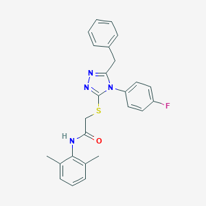 molecular formula C25H23FN4OS B425165 2-{[5-benzyl-4-(4-fluorophenyl)-4H-1,2,4-triazol-3-yl]sulfanyl}-N-(2,6-dimethylphenyl)acetamide 