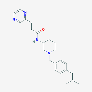 molecular formula C23H32N4O B4251665 N-[1-(4-isobutylbenzyl)-3-piperidinyl]-3-(2-pyrazinyl)propanamide 