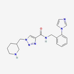 molecular formula C19H23N7O B4251684 N-[2-(1H-imidazol-1-yl)benzyl]-1-(piperidin-3-ylmethyl)-1H-1,2,3-triazole-4-carboxamide 