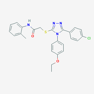 molecular formula C25H23ClN4O2S B425169 2-{[5-(4-chlorophenyl)-4-(4-ethoxyphenyl)-4H-1,2,4-triazol-3-yl]sulfanyl}-N-(2-methylphenyl)acetamide 