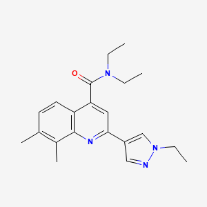 molecular formula C21H26N4O B4251704 N,N-diethyl-2-(1-ethyl-1H-pyrazol-4-yl)-7,8-dimethylquinoline-4-carboxamide 