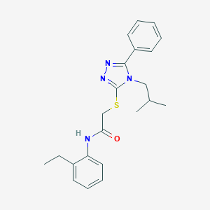 molecular formula C22H26N4OS B425173 N-(2-ethylphenyl)-2-[(4-isobutyl-5-phenyl-4H-1,2,4-triazol-3-yl)sulfanyl]acetamide 