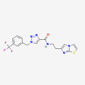 molecular formula C18H15F3N6OS B4251768 N-(2-imidazo[2,1-b][1,3]thiazol-6-ylethyl)-1-[3-(trifluoromethyl)benzyl]-1H-1,2,3-triazole-4-carboxamide 