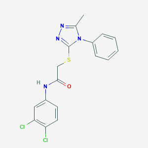 molecular formula C17H14Cl2N4OS B425177 N-(3,4-dichlorophenyl)-2-[(5-methyl-4-phenyl-4H-1,2,4-triazol-3-yl)sulfanyl]acetamide 