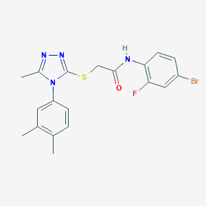 molecular formula C19H18BrFN4OS B425181 N-(4-bromo-2-fluorophenyl)-2-{[4-(3,4-dimethylphenyl)-5-methyl-4H-1,2,4-triazol-3-yl]sulfanyl}acetamide 