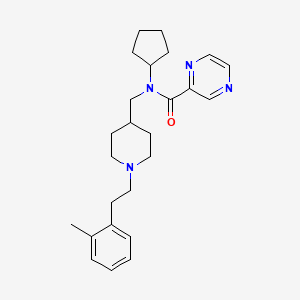 molecular formula C25H34N4O B4251850 N-cyclopentyl-N-({1-[2-(2-methylphenyl)ethyl]-4-piperidinyl}methyl)-2-pyrazinecarboxamide 