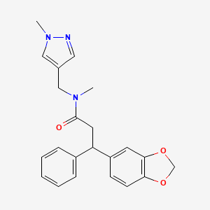 3-(1,3-benzodioxol-5-yl)-N-methyl-N-[(1-methyl-1H-pyrazol-4-yl)methyl]-3-phenylpropanamide