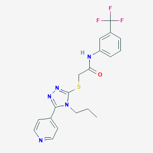 molecular formula C19H18F3N5OS B425190 2-{[4-propyl-5-(4-pyridinyl)-4H-1,2,4-triazol-3-yl]sulfanyl}-N-[3-(trifluoromethyl)phenyl]acetamide 