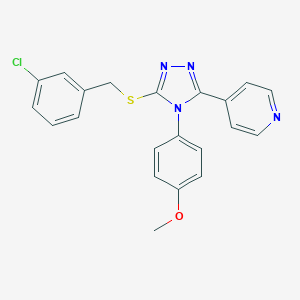 molecular formula C21H17ClN4OS B425191 4-[3-[(3-chlorobenzyl)sulfanyl]-5-(4-pyridinyl)-4H-1,2,4-triazol-4-yl]phenyl methyl ether 