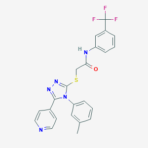 molecular formula C23H18F3N5OS B425192 2-{[4-(3-methylphenyl)-5-(4-pyridinyl)-4H-1,2,4-triazol-3-yl]sulfanyl}-N-[3-(trifluoromethyl)phenyl]acetamide 