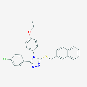 molecular formula C27H22ClN3OS B425193 3-(4-chlorophenyl)-4-(4-ethoxyphenyl)-5-[(naphthalen-2-ylmethyl)sulfanyl]-4H-1,2,4-triazole 