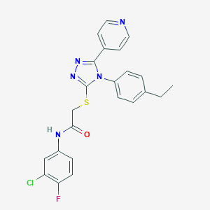 N-(3-chloro-4-fluorophenyl)-2-{[4-(4-ethylphenyl)-5-(4-pyridinyl)-4H-1,2,4-triazol-3-yl]sulfanyl}acetamide