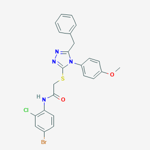 molecular formula C24H20BrClN4O2S B425197 2-{[5-benzyl-4-(4-methoxyphenyl)-4H-1,2,4-triazol-3-yl]sulfanyl}-N-(4-bromo-2-chlorophenyl)acetamide 