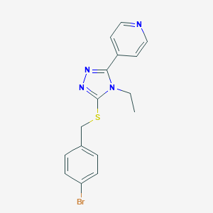 molecular formula C16H15BrN4S B425198 4-bromobenzyl 4-ethyl-5-(4-pyridinyl)-4H-1,2,4-triazol-3-yl sulfide CAS No. 578754-71-9
