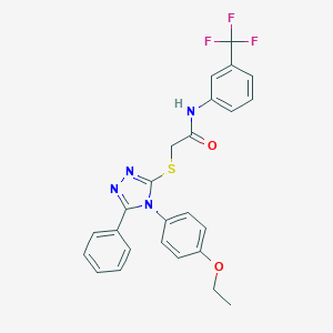 molecular formula C25H21F3N4O2S B425202 2-{[4-(4-ethoxyphenyl)-5-phenyl-4H-1,2,4-triazol-3-yl]sulfanyl}-N-[3-(trifluoromethyl)phenyl]acetamide 