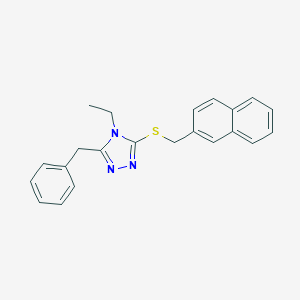 molecular formula C22H21N3S B425207 5-benzyl-4-ethyl-4H-1,2,4-triazol-3-yl 2-naphthylmethyl sulfide 