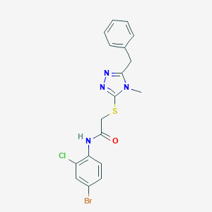 molecular formula C18H16BrClN4OS B425208 2-[(5-benzyl-4-methyl-4H-1,2,4-triazol-3-yl)sulfanyl]-N-(4-bromo-2-chlorophenyl)acetamide 