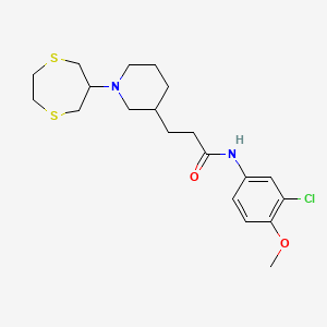 N-(3-chloro-4-methoxyphenyl)-3-[1-(1,4-dithiepan-6-yl)-3-piperidinyl]propanamide