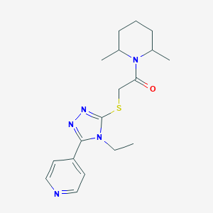 molecular formula C18H25N5OS B425215 1-({[4-ethyl-5-(4-pyridinyl)-4H-1,2,4-triazol-3-yl]sulfanyl}acetyl)-2,6-dimethylpiperidine CAS No. 626204-84-0