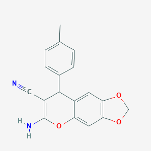 molecular formula C18H14N2O3 B425218 6-Amino-8-p-tolyl-8H-[1,3]dioxolo[4,5-g]chromene-7-carbonitrile 