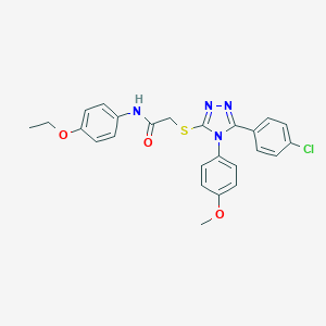 molecular formula C25H23ClN4O3S B425221 2-{[5-(4-chlorophenyl)-4-(4-methoxyphenyl)-4H-1,2,4-triazol-3-yl]sulfanyl}-N-(4-ethoxyphenyl)acetamide CAS No. 663213-67-0