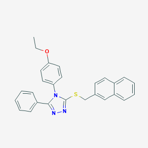 molecular formula C27H23N3OS B425223 4-(4-ethoxyphenyl)-3-[(2-naphthylmethyl)sulfanyl]-5-phenyl-4H-1,2,4-triazole 