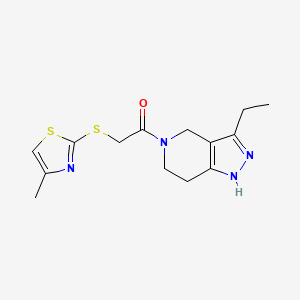 molecular formula C14H18N4OS2 B4252230 1-(3-Ethyl-1,4,6,7-tetrahydropyrazolo[4,3-c]pyridin-5-yl)-2-[(4-methyl-1,3-thiazol-2-yl)sulfanyl]ethanone 