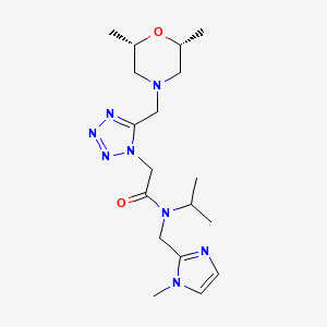 molecular formula C18H30N8O2 B4252309 2-(5-{[(2R*,6S*)-2,6-dimethyl-4-morpholinyl]methyl}-1H-tetrazol-1-yl)-N-isopropyl-N-[(1-methyl-1H-imidazol-2-yl)methyl]acetamide 