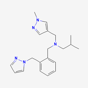 2-methyl-N-[(1-methyl-1H-pyrazol-4-yl)methyl]-N-[2-(1H-pyrazol-1-ylmethyl)benzyl]propan-1-amine