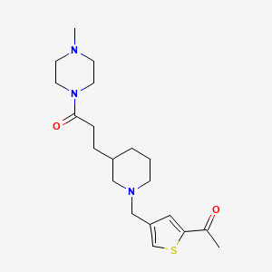 molecular formula C20H31N3O2S B4252351 1-[4-({3-[3-(4-methyl-1-piperazinyl)-3-oxopropyl]-1-piperidinyl}methyl)-2-thienyl]ethanone 