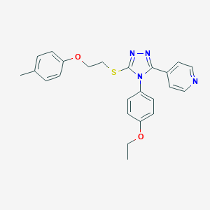 molecular formula C24H24N4O2S B425244 4-(4-(4-ethoxyphenyl)-5-{[2-(4-methylphenoxy)ethyl]sulfanyl}-4H-1,2,4-triazol-3-yl)pyridine 