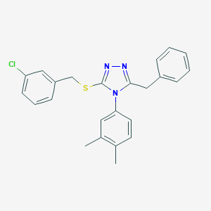 molecular formula C24H22ClN3S B425255 3-benzyl-5-[(3-chlorobenzyl)sulfanyl]-4-(3,4-dimethylphenyl)-4H-1,2,4-triazole 
