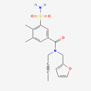 molecular formula C18H20N2O4S B4252556 3-(aminosulfonyl)-N-but-2-yn-1-yl-N-(2-furylmethyl)-4,5-dimethylbenzamide 