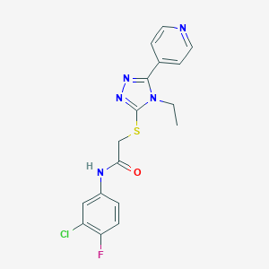 molecular formula C17H15ClFN5OS B425261 N-(3-chloro-4-fluorophenyl)-2-{[4-ethyl-5-(pyridin-4-yl)-4H-1,2,4-triazol-3-yl]sulfanyl}acetamide CAS No. 586996-47-6