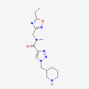 molecular formula C15H23N7O2 B4252640 N-[(5-ethyl-1,2,4-oxadiazol-3-yl)methyl]-N-methyl-1-(piperidin-3-ylmethyl)-1H-1,2,3-triazole-4-carboxamide 