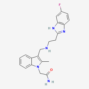 2-[3-({[2-(6-fluoro-1H-benzimidazol-2-yl)ethyl]amino}methyl)-2-methyl-1H-indol-1-yl]acetamide